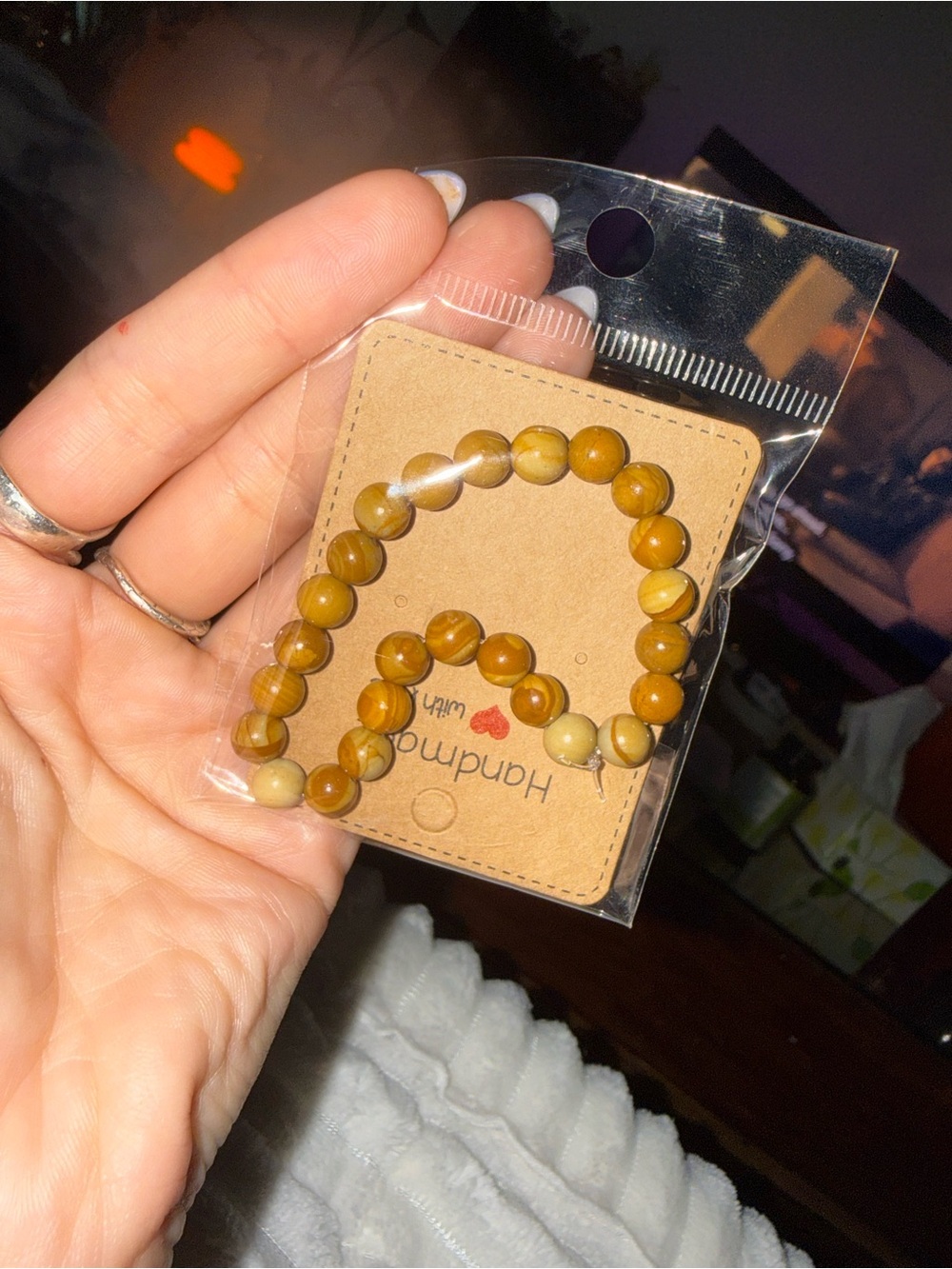 Handmade natural wooden jasper crystal bohemian Beaded Bracelet jewlrey